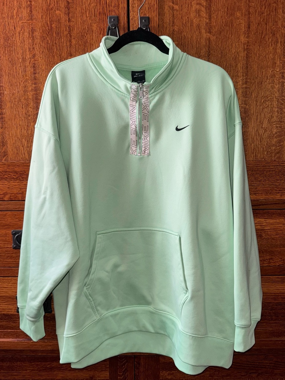 Nike Mint Green Half-Zip Hoodie with Branded Tape